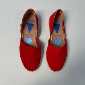 Verbenas espadrilles flat leather red 7.5 38 shoes